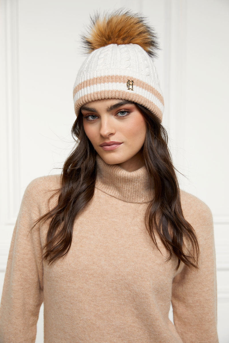 Holland Cooper Zoe Bobble Hat Cream Stripe