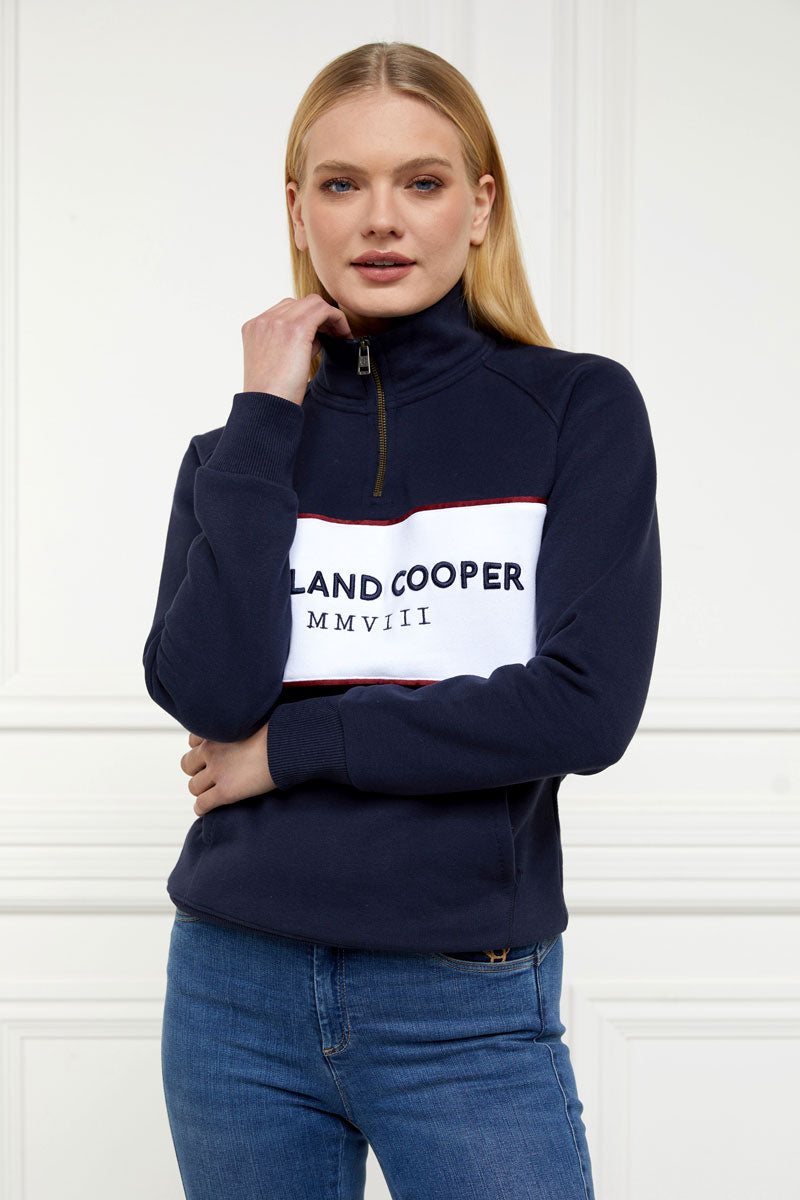 Holland Cooper Sporting Heritage Zip Henley Ink Navy 