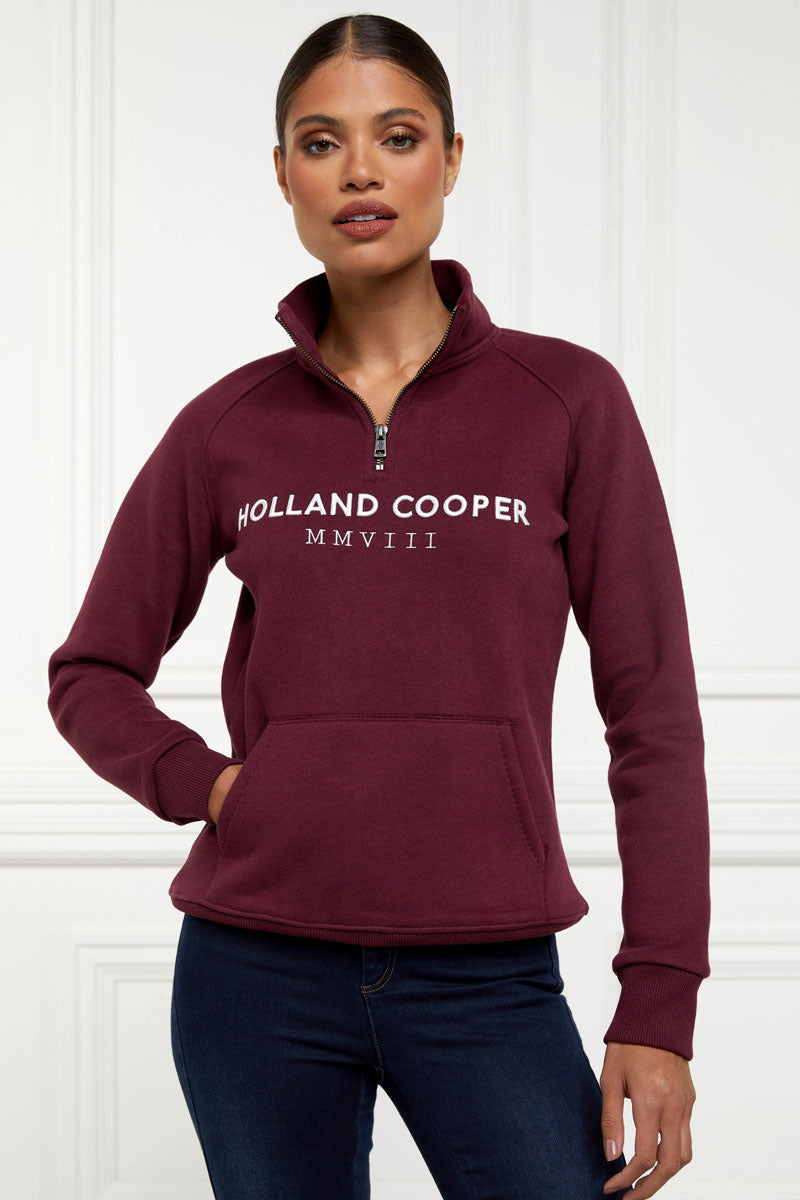 Holland Cooper Sporting Heritage Zip Henley Merlot