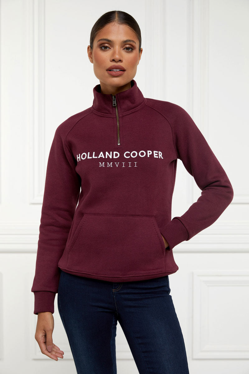 Holland Cooper Sporting Heritage Zip Henley Merlot