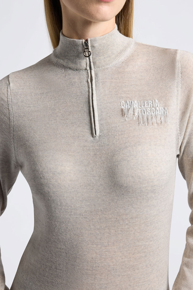 Cavalleria Toscana Merino Half Zip Turtleneck Stone Grey