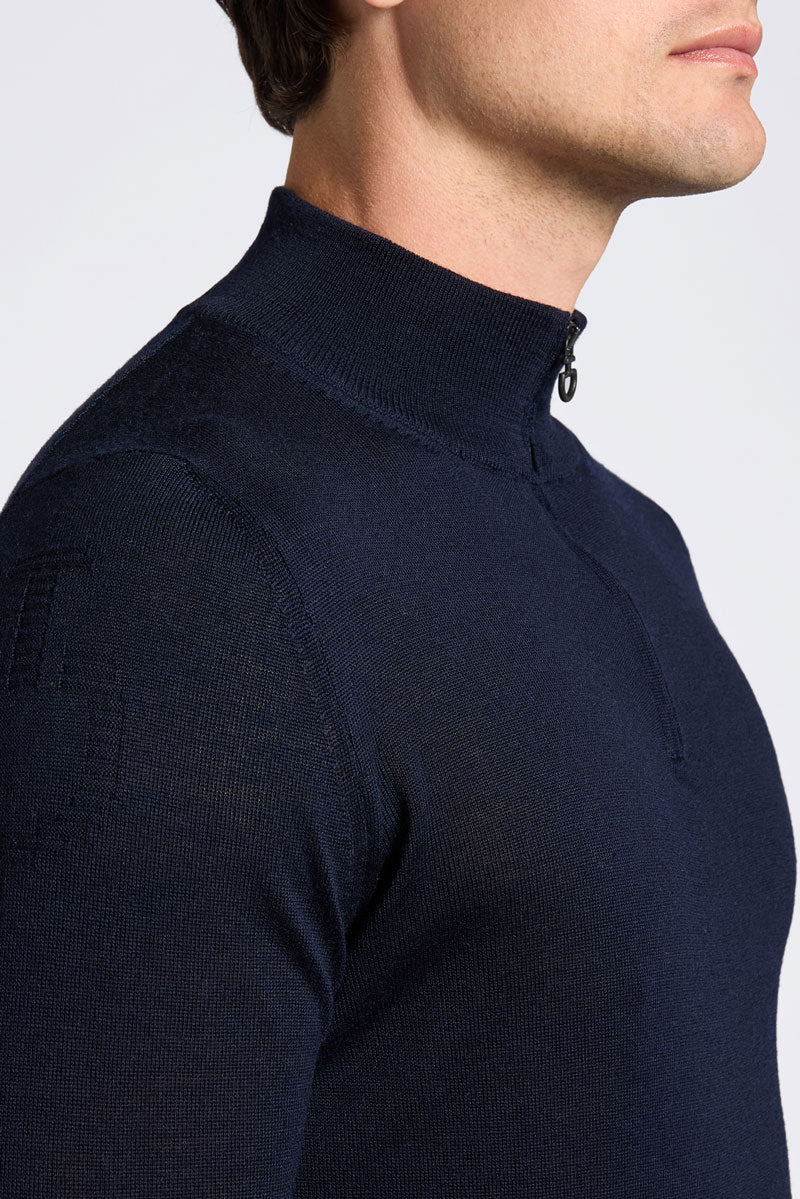 Cavalleria Toscana Merino Half Zip Turtleneck Navy