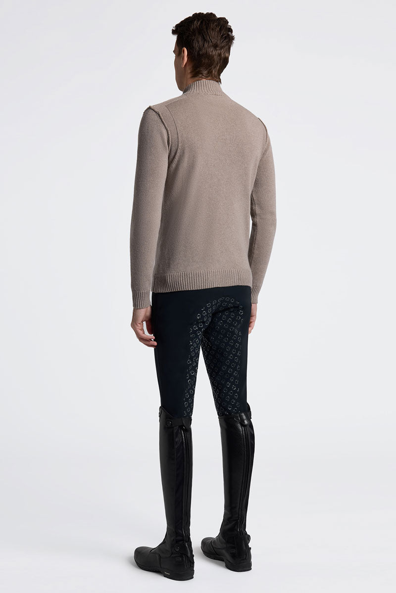 Cavalleria Toscana Men's Pure Wool Half Zip Turtleneck Sweater Walnut 