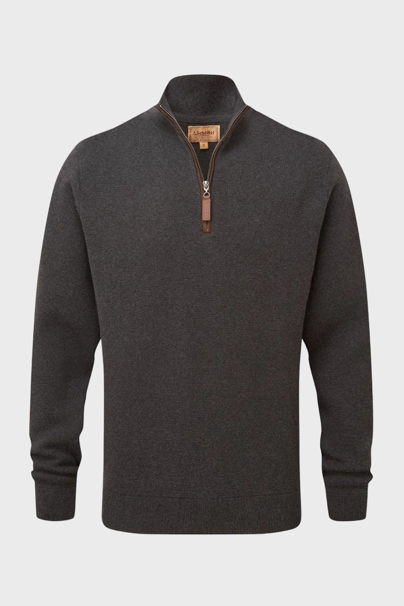 Schoffel Men's Marlow Quarter Zip Jumper Charcoal 