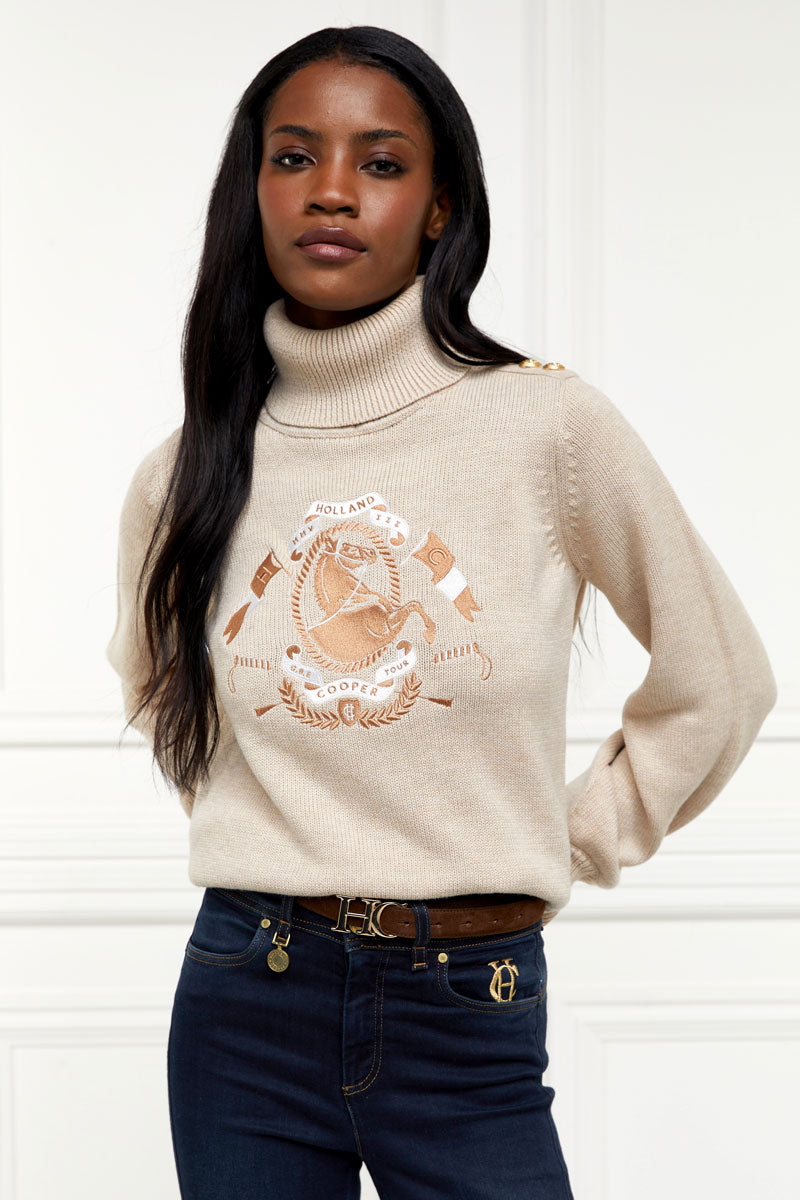 Holland Cooper Tour Roll Neck Knit Camel