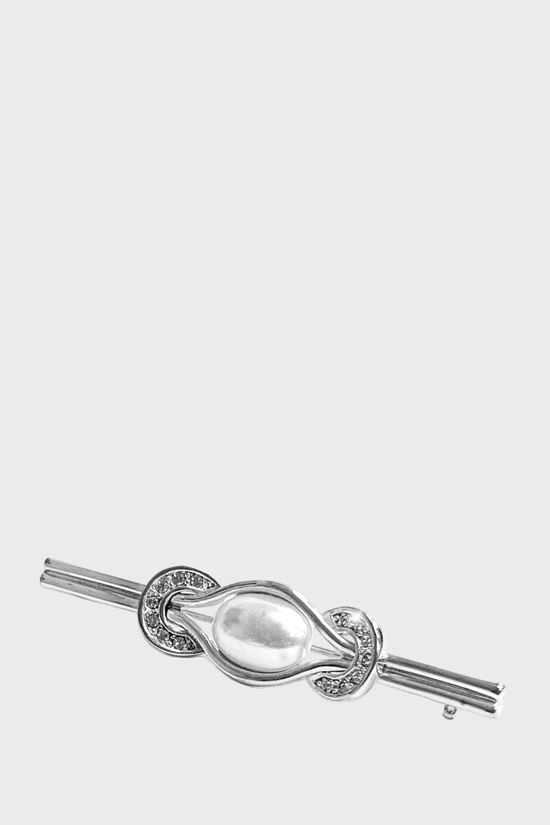 Equetech Pearl & Horseshoes Stock Pin Silver 