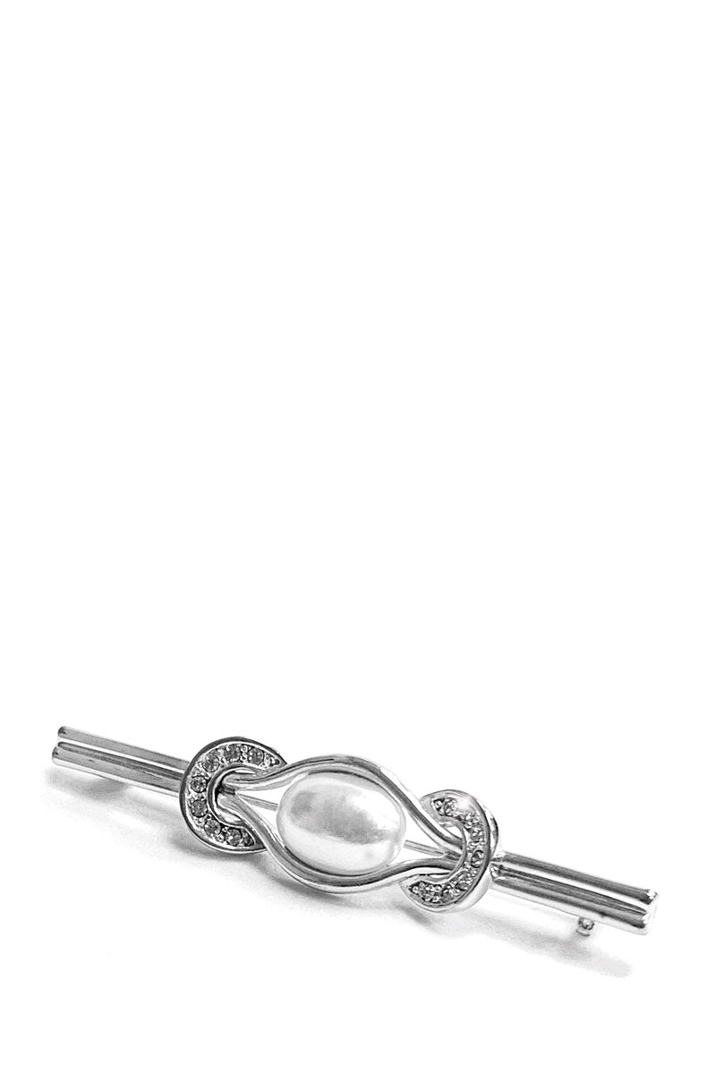 Equetech Pearl & Horseshoes Stock Pin Silver 