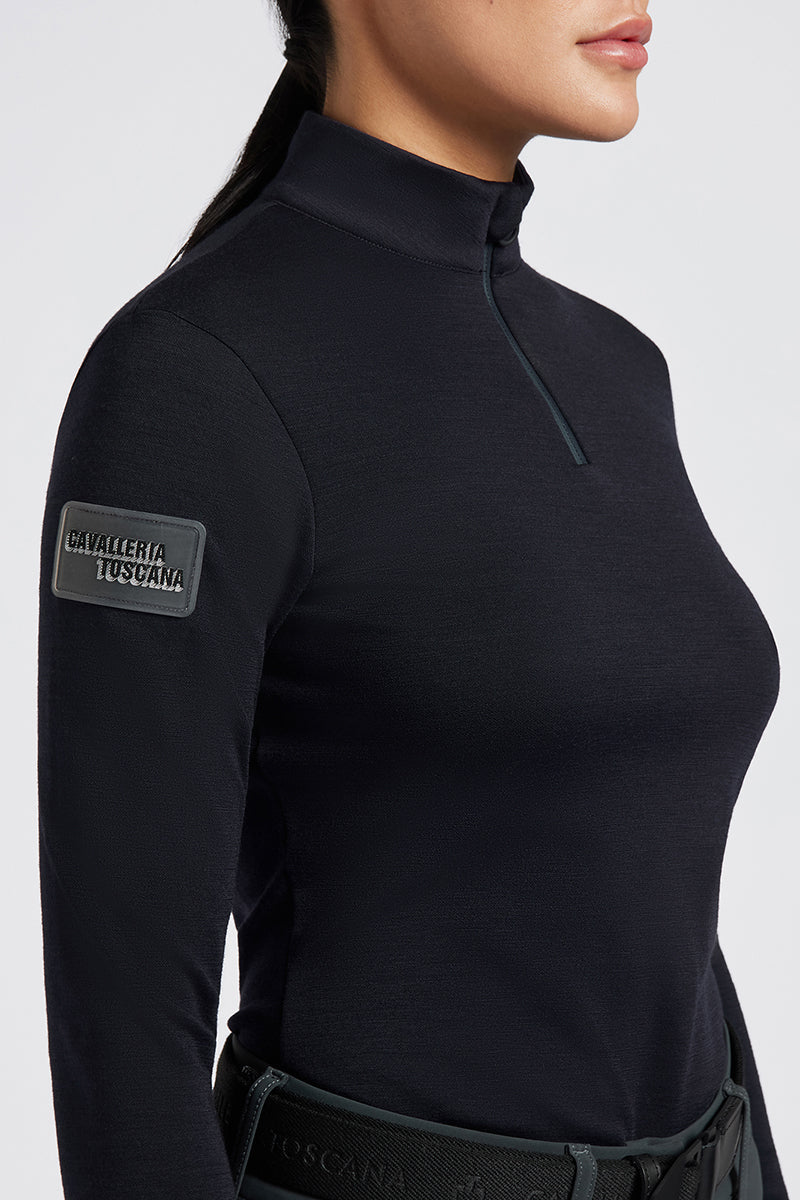 Cavalleria Toscana Tech Wool Half Zip Turtleneck Navy