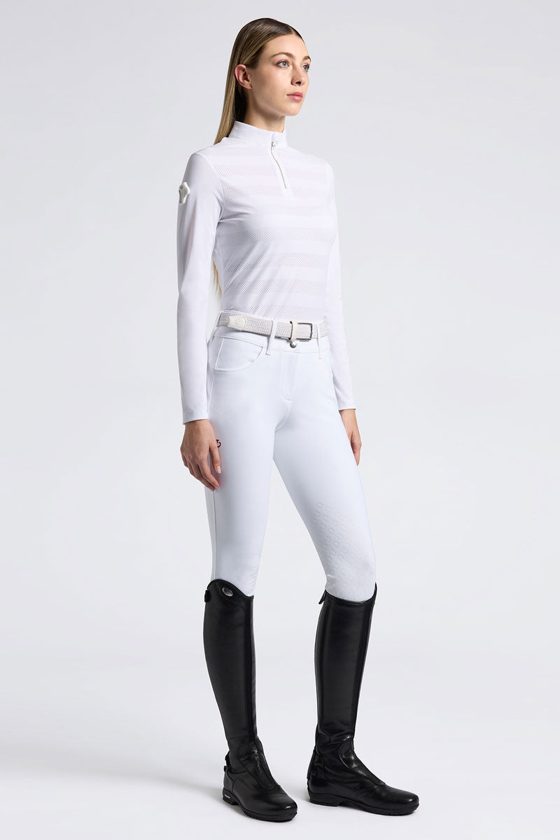 Cavalleria Toscana Perforated L/S Training Polo White