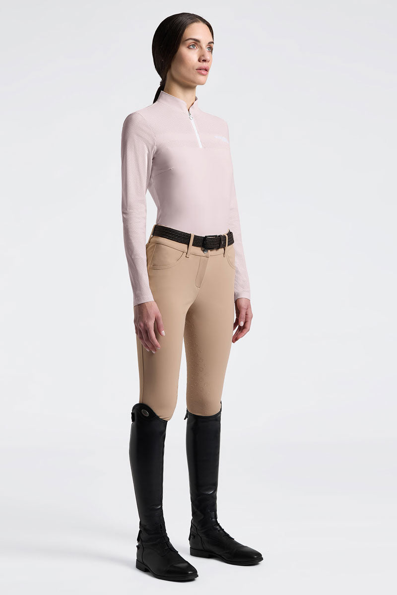 Cavalleria Toscana Perforated Insert L/S Training Polo Violet Ice