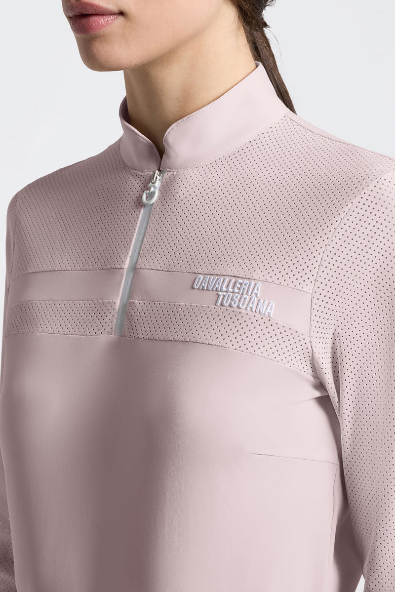 Cavalleria Toscana Perforated Insert L/S Training Polo Violet Ice