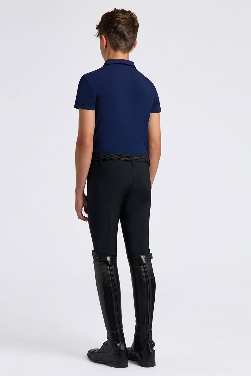 Cavalleria Toscana Boys Jersey Script Logo Training Polo Royal Blue 