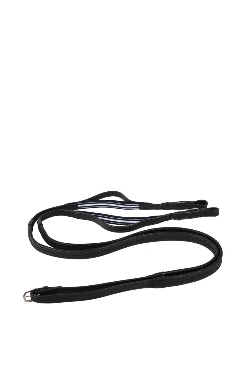 Antares Precision Rubber Reins with Elastic Black