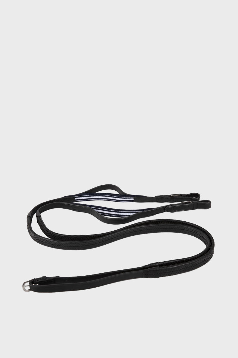 Antares Precision Rubber Reins with Elastic Black