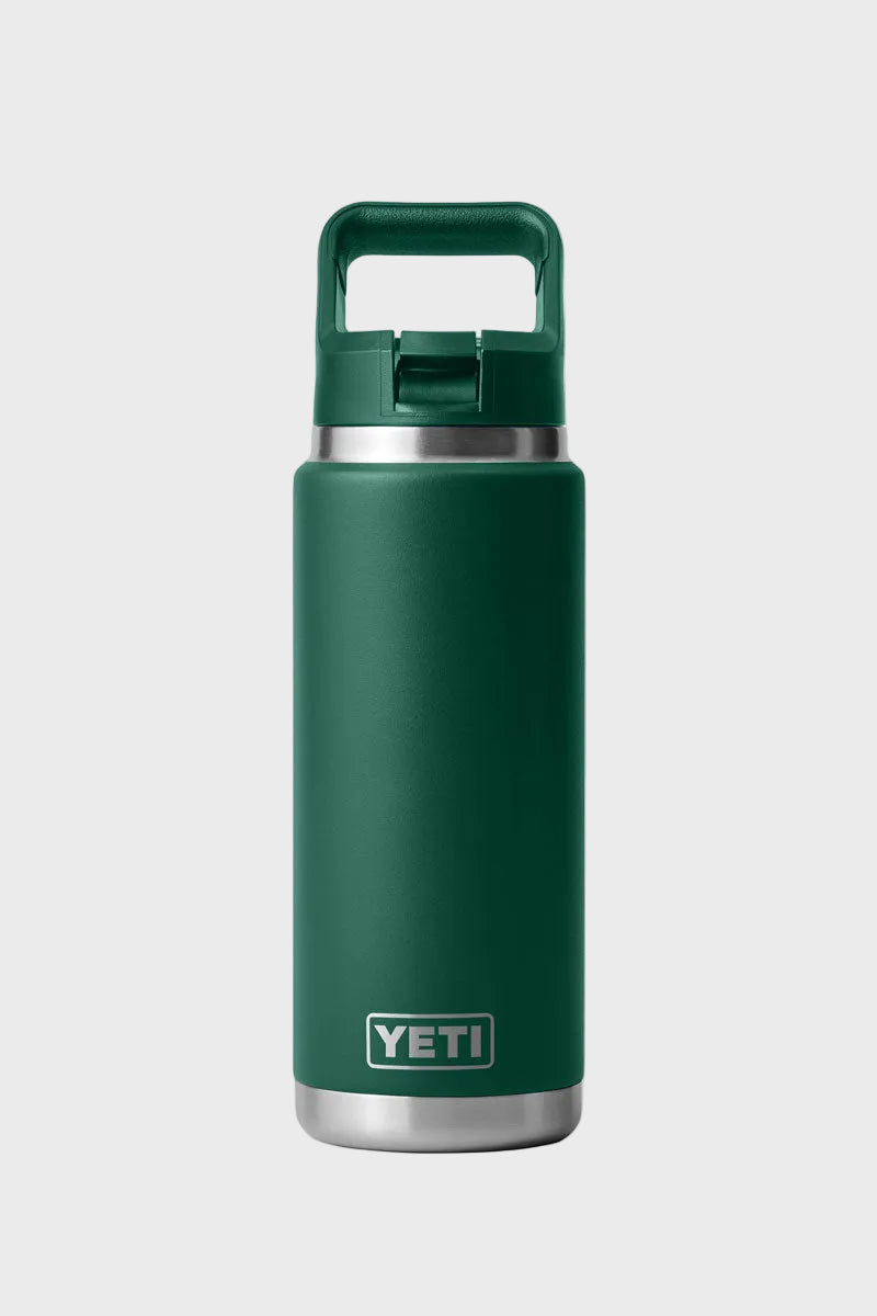 YETI Rambler 26oz Bottle (Colour-Match Straw) Black Forest Green