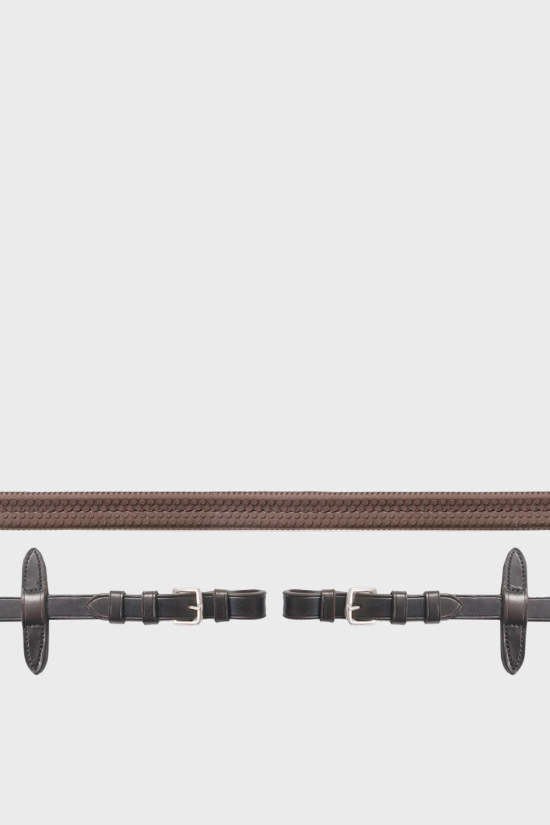 Schockemohle Rubber Reins Dark Brown/Silver