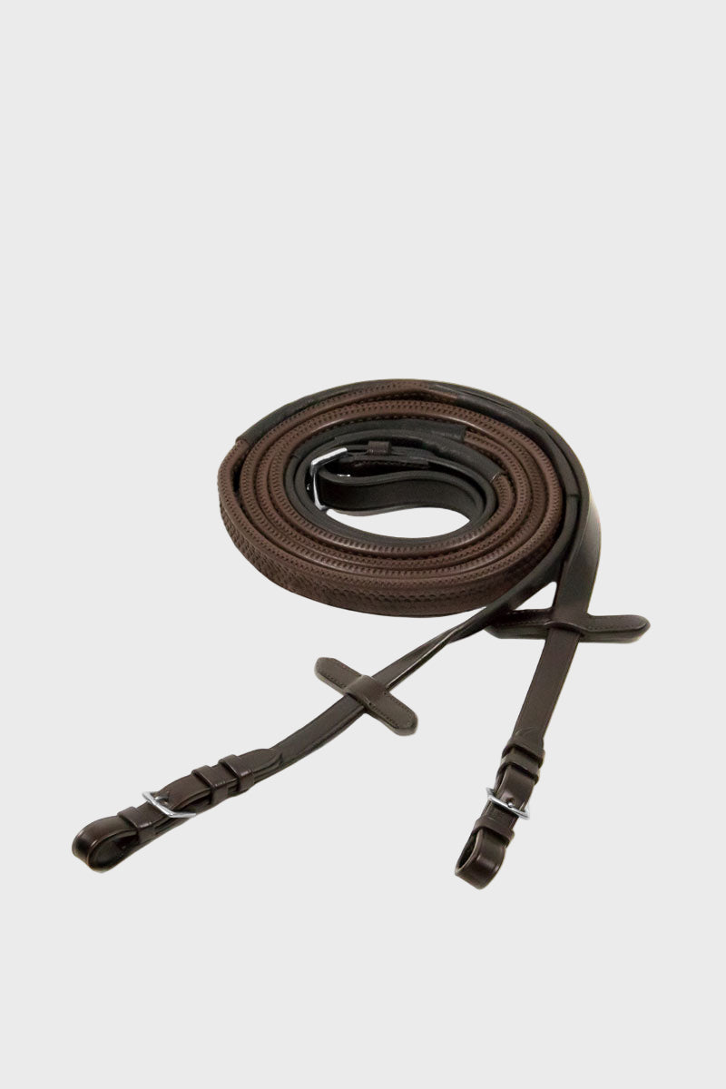 Schockemohle Rubber Reins Dark Brown/Silver