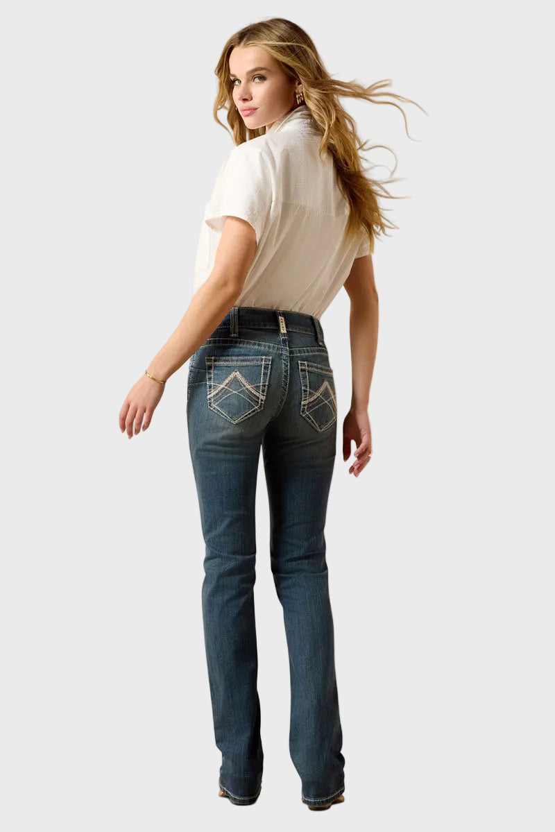 Ariat Mid Rise Icon Stackable Straight Leg Jean Rainstorm 