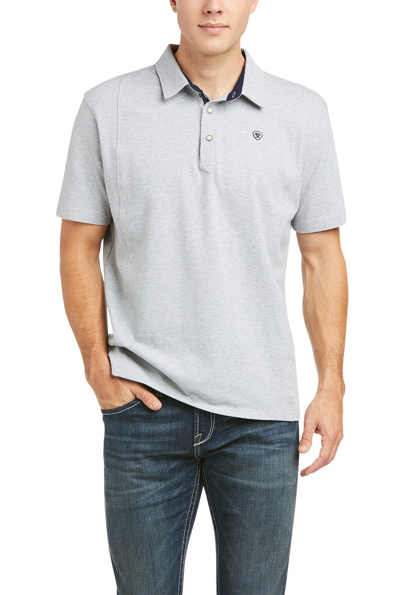 Ariat Men's Medal Polo Shirt Heather Grey