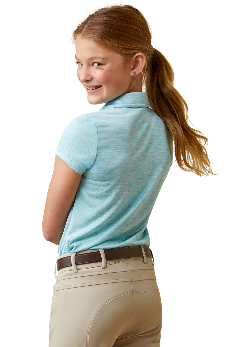 Ariat Kids Laguna Polo Shirt Heather Maui Blue 