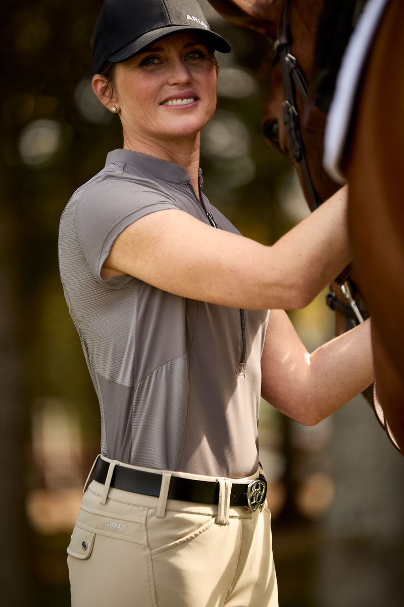 Ariat Breathe 1/4 Zip Cap Sleeve Base Layer Plum Grey