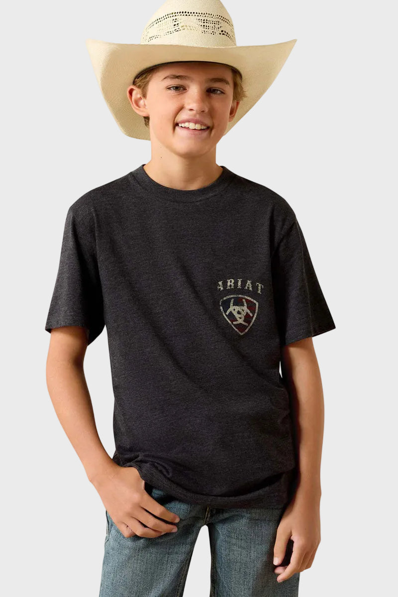 Ariat Boys American Bison T-Shirt Charcoal Heather