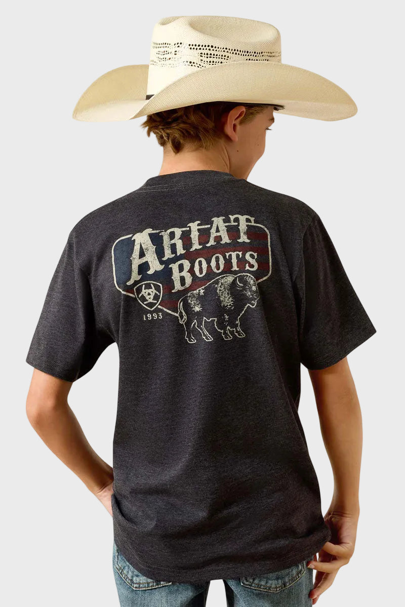 Ariat Boys American Bison T-Shirt Charcoal Heather