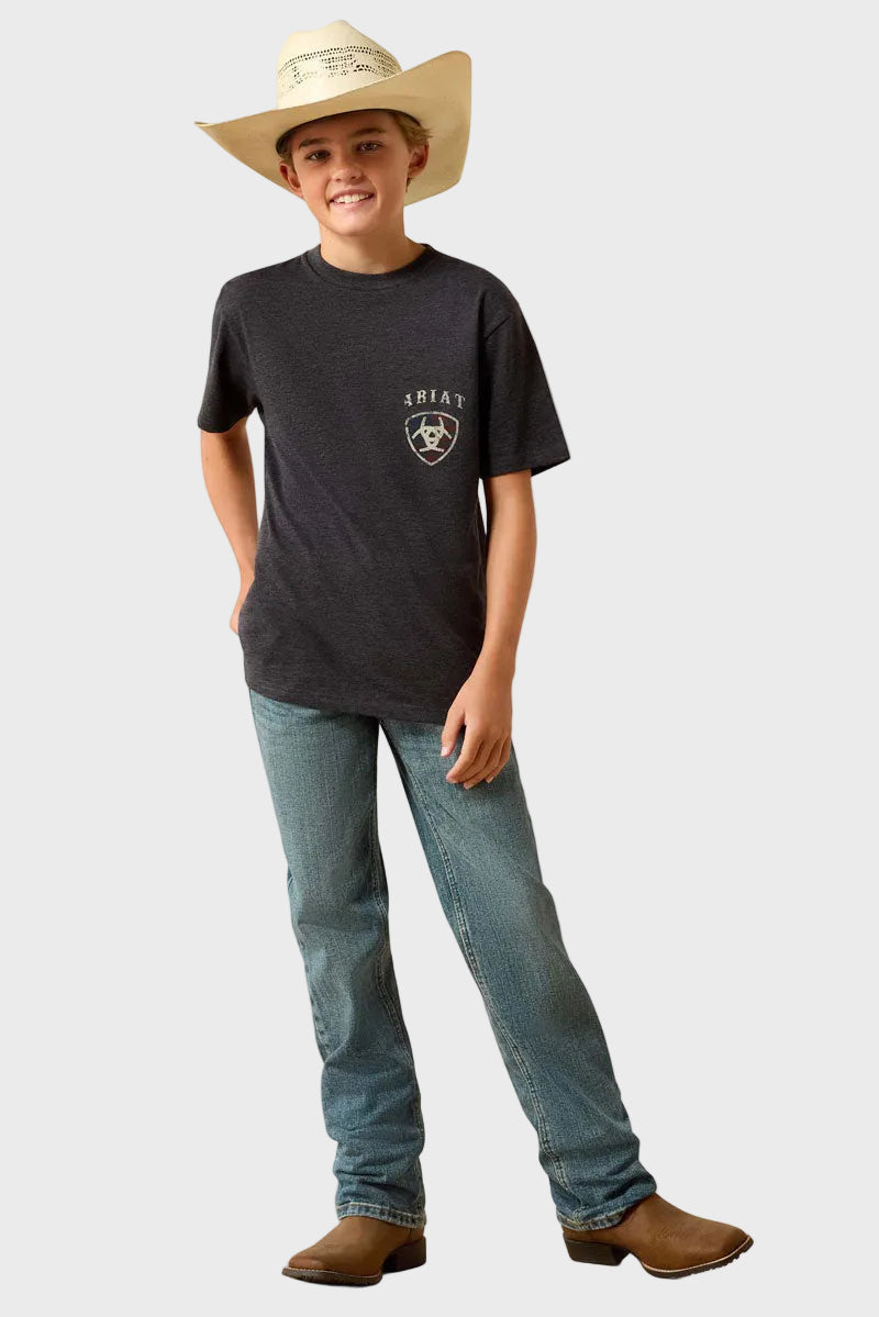 Ariat Boys American Bison T-Shirt Charcoal Heather