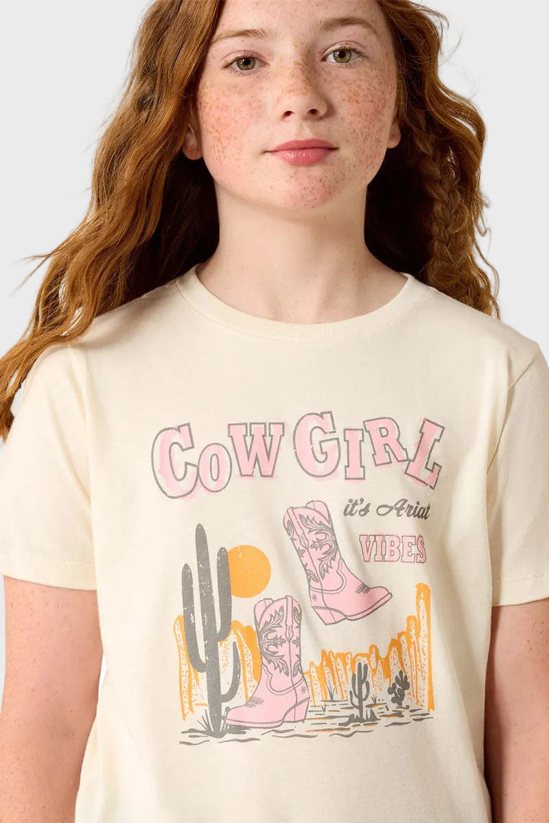 Ariat Girls Cowgirl Vibes T-Shirt Natural 