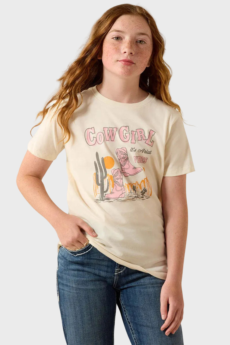 Ariat Girls Cowgirl Vibes T-Shirt Natural 