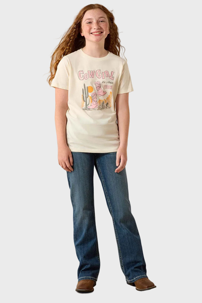 Ariat Girls Cowgirl Vibes T-Shirt Natural 