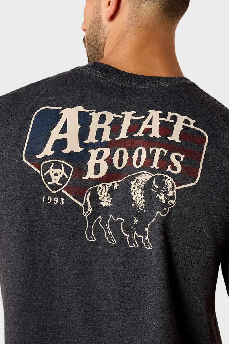 Ariat Men's American Bison Classic Fit T-Shirt Charcoal Heather 