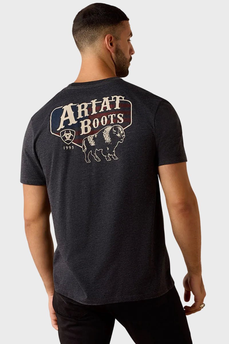 Ariat Men's American Bison Classic Fit T-Shirt Charcoal Heather 