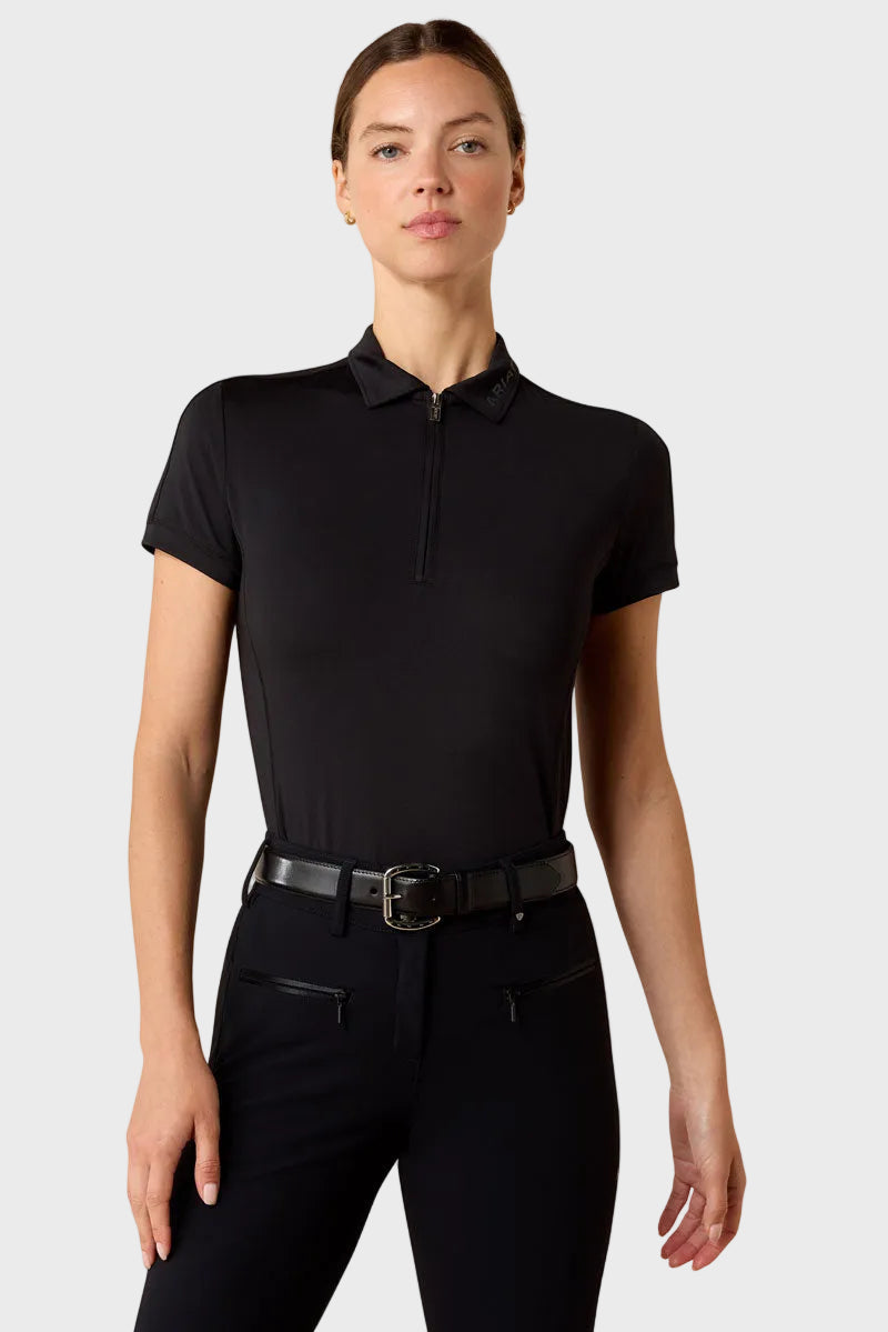 Ariat Bandera 1/4 Zip Polo Shirt Black