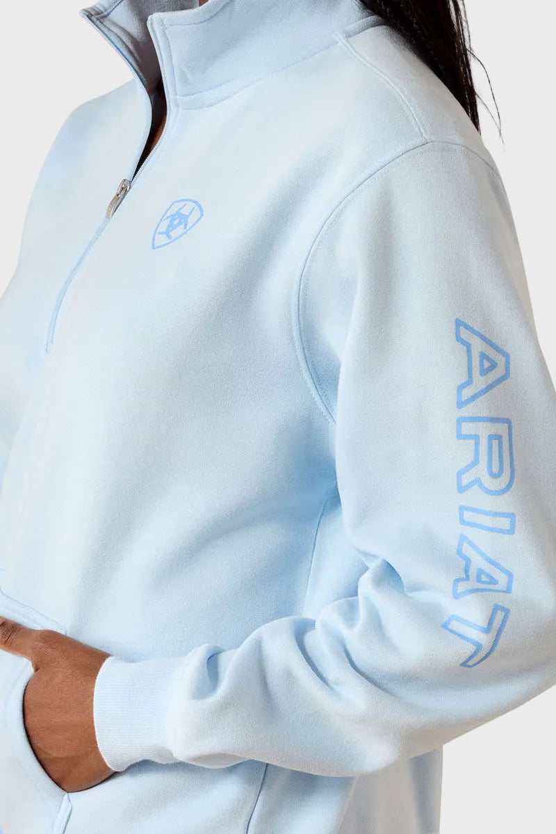 Ariat Foundation Logo 1/2 Zip Sweatshirt Nantucket Breeze