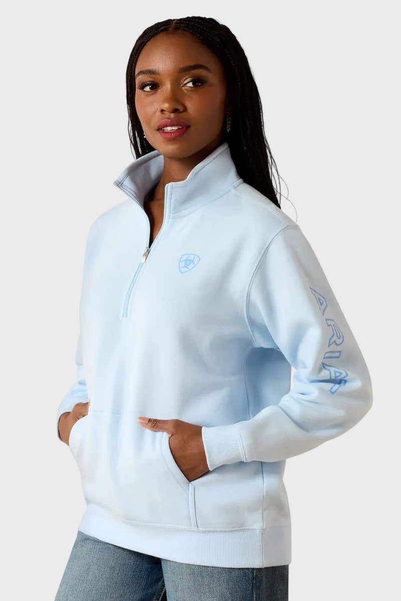 Ariat Foundation Logo 1/2 Zip Sweatshirt Nantucket Breeze
