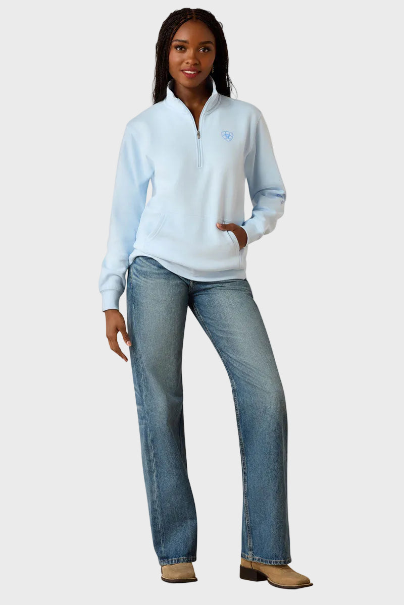 Ariat Foundation Logo 1/2 Zip Sweatshirt Nantucket Breeze