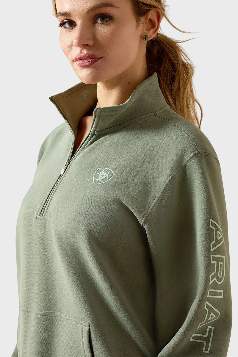 Ariat Foundation Logo 1/2 Zip Sweatshirt Sea Spray 