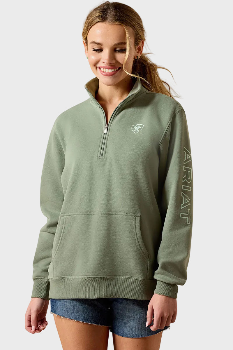Ariat Foundation Logo 1/2 Zip Sweatshirt Sea Spray 