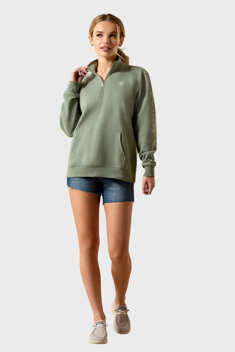 Ariat Foundation Logo 1/2 Zip Sweatshirt Sea Spray 