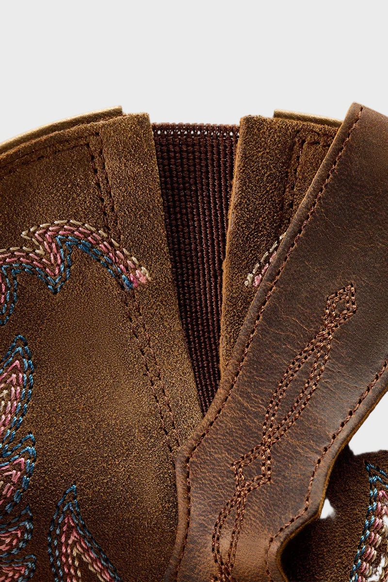 Ariat Cattle Caite Wide Square Toe Western Boot Distressed Brown/Adobe Clay