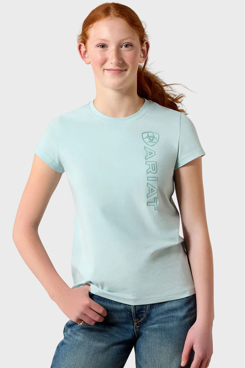 Ariat Girls Vertical Logo T-Shirt Skylight Blue/Blue Surf