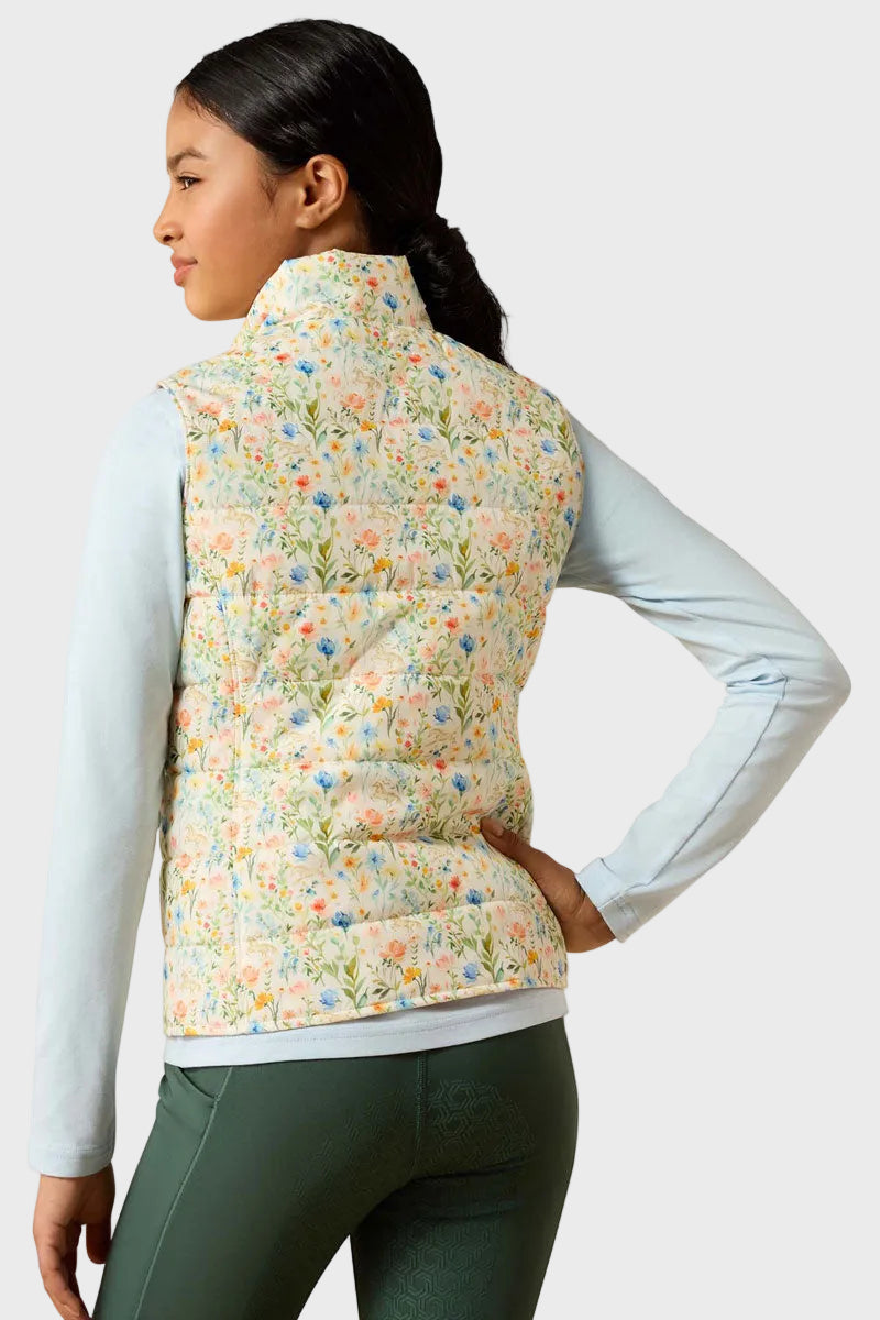 Ariat Youth Bella Reversible Insulated Gilet Horse in Flowers/Sepia Rose 