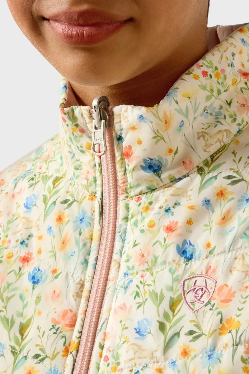 Ariat Youth Bella Reversible Insulated Gilet Horse in Flowers/Sepia Rose 