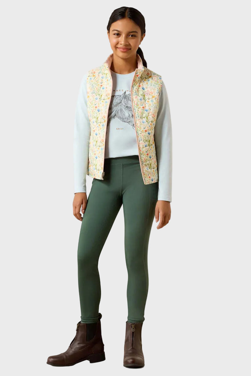 Ariat Youth Bella Reversible Insulated Gilet Horse in Flowers/Sepia Rose 