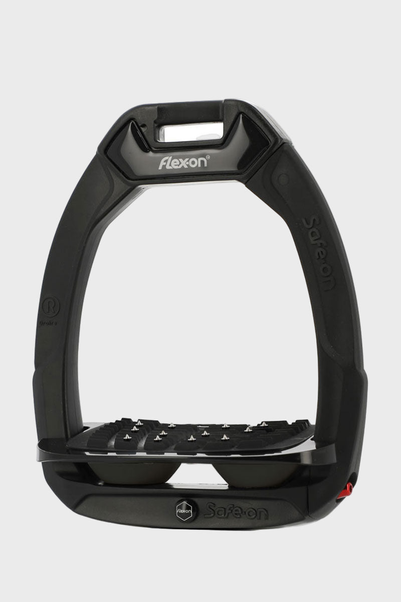 Flex-On Safe-On Stirrups Inclined Ultra-Grip Black Frame with Black Elastomers 