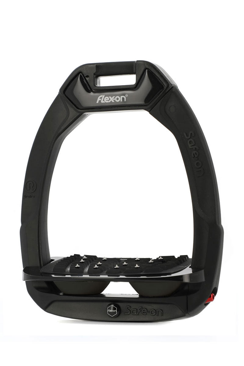 Flex-On Safe-On Stirrups Inclined Ultra-Grip Black Frame with Black Elastomers 