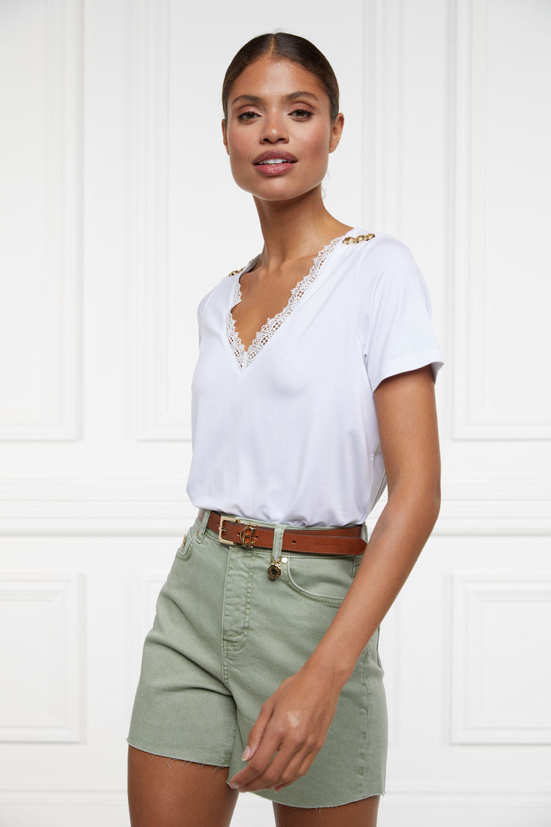 Holland Cooper High Rise Denim Short Sage