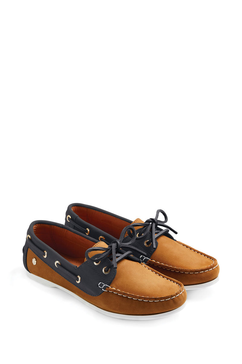 Fairfax & Favor Salcombe Deck Shoe Tan/Navy Suede