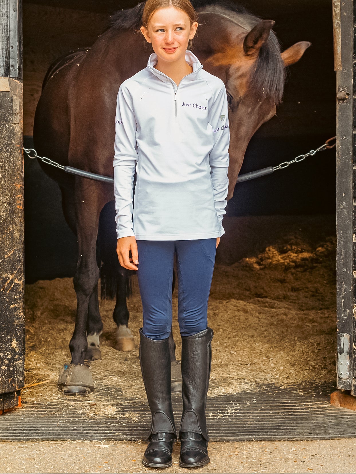 Just Chaps Child Saltos Leather Half Chaps Brown